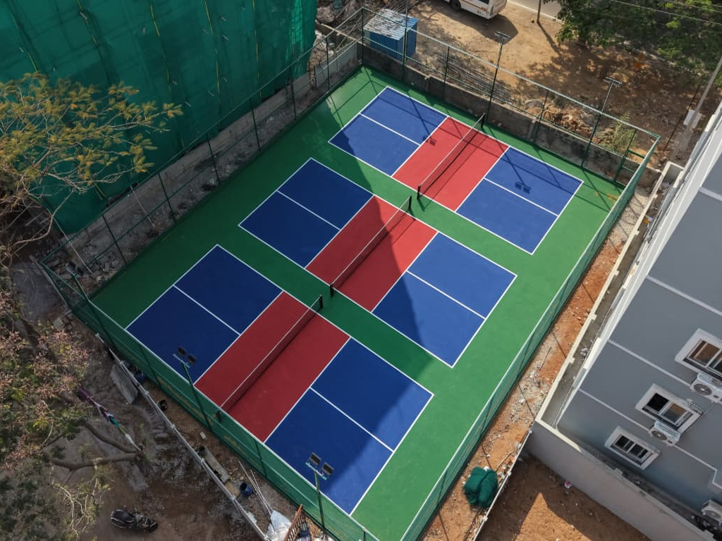 Professional blue sports court
